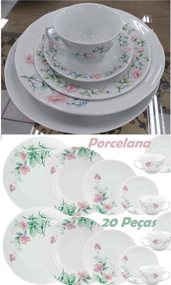 Aparelho de Jantar 20 Peças Schmidt Redondo - Colorido Porcelana Teresa