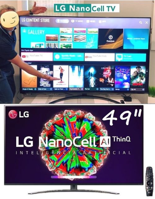 Smart TV LG 49” 49NANO81 Ultra HD 4K NanoCell IPS WiFi Bluetooth HDR Inteligencia Artificial ThinQAI Google Assistente Alexa IOT