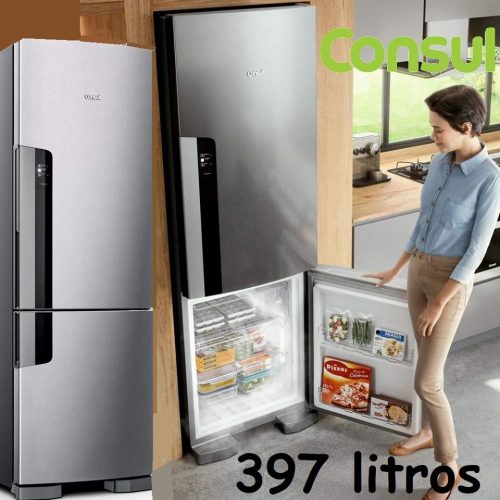 Geladeria/Refrigerador Consul Duplex CRE44 Frost Free com Freezer Embaixo 397 litros Evo