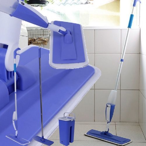 Mop Flat + Mop Spray Cinza e Azul – Fun Clean