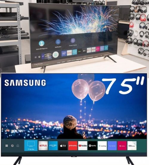 Smart TV LED 75″ UHD 4K Samsung 75TU8000 Crystal UHD, Borda Infinita, Alexa Built In, Visual Livre de Cabos, Modo Ambiente Foto, Controle Único – 2020