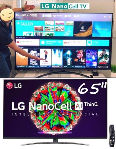 Smart TV LG 65'' 65NANO81 Ultra HD 4K NanoCell IPS WiFi Bluetooth HDR Inteligencia Artificial ThinQAI Google Assistente Alexa IOT