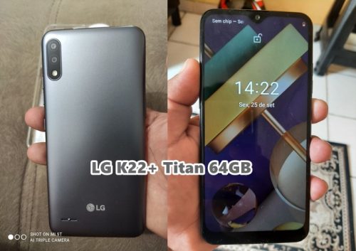 Smartphone LG K22+ Titan 64GB, Tela de 6.2”, Câmera Traseira Dupla, Android 10, Inteligência Artificial e Processador Quad-Core