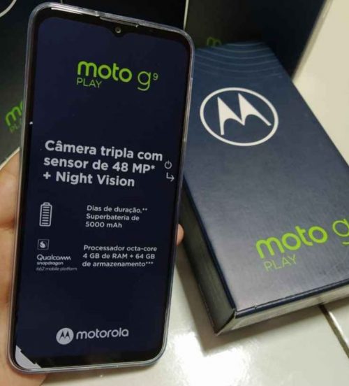 Smartphone Motorola Moto G9 Play 64GB 4G Tela 6.5″ Câmera Tripla 48MP Selfie 8MP Android 10.0