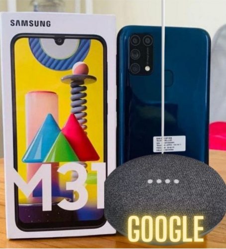Smartphone Samsung Galaxy M31 Azul 128GB + Google Nest Mini Preto