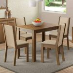 Conjunto Sala de Jantar Madesa Talita Mesa Tampo de Madeira com 4 Cadeiras – Rustic/Crema/Pérola