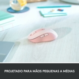 Mouse Sem Fio Logitech Signature M650 com Design de Tamanho Compacto, Clique Silencioso, Botões Laterais Personalizáveis, Conexão USB e Bluetooth – Rose